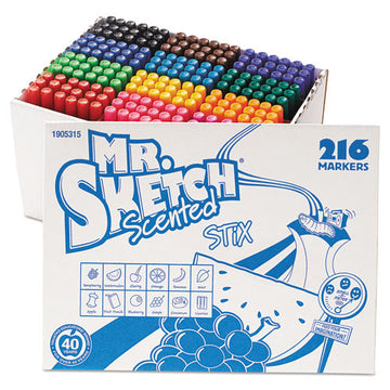 Mr. Sketch® Scented Stix Watercolor Marker Set School Pack, Fine Bullet Tip, Assorted Colors, 216-set freeshipping - TVN Wholesale